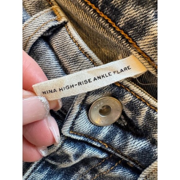 Rag & Bone Jeans Women 25 Blue Stella Wash Nina High Rise Ankle Flare Distressed - Picture 11 of 13